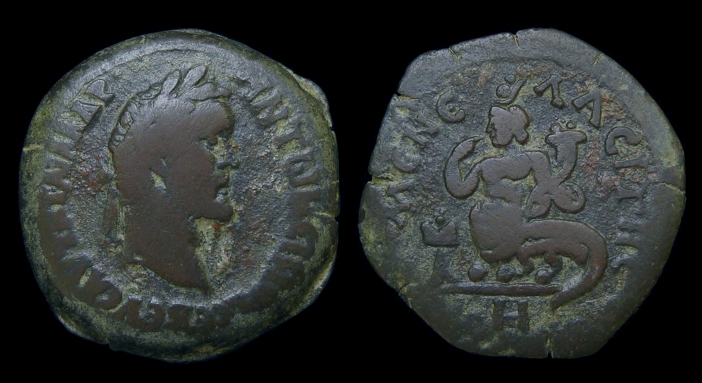 Antoninus Pius - Drachm Harpodile Menelaites Nome new 3138.jpg