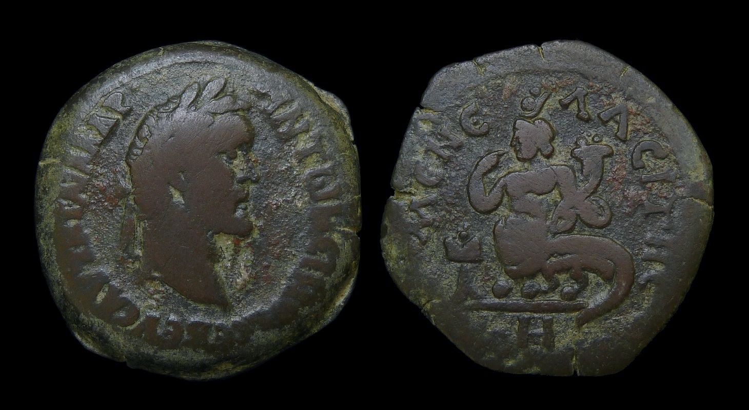 Antoninus Pius - Drachm Harpodile Menelaites Nome new 3138.jpg