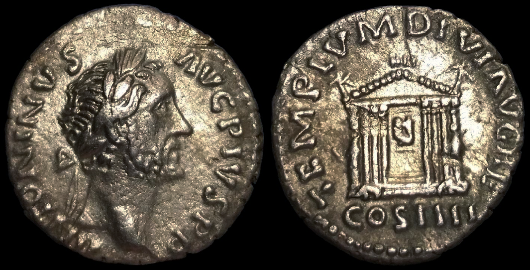 Antoninus Pius Octastyle Temple Denarius.png