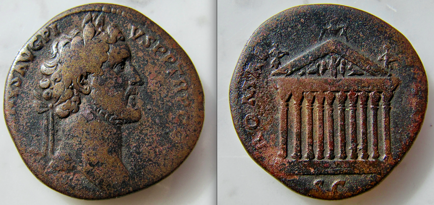 Antoninus Pius Sestertius - Temple - OBV:REV - GP 'NEW' - June 2021 .png