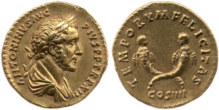 Antoninus Pius TEMPORVM FELICITAS Aureus BMC 679.jpg