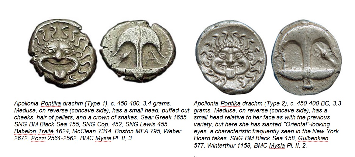 Apollonia Pontika Drachm Types 1 & 2 (Most Commonly Faked) (Anchor  - Medusa), Reid Goldsborough.jpg