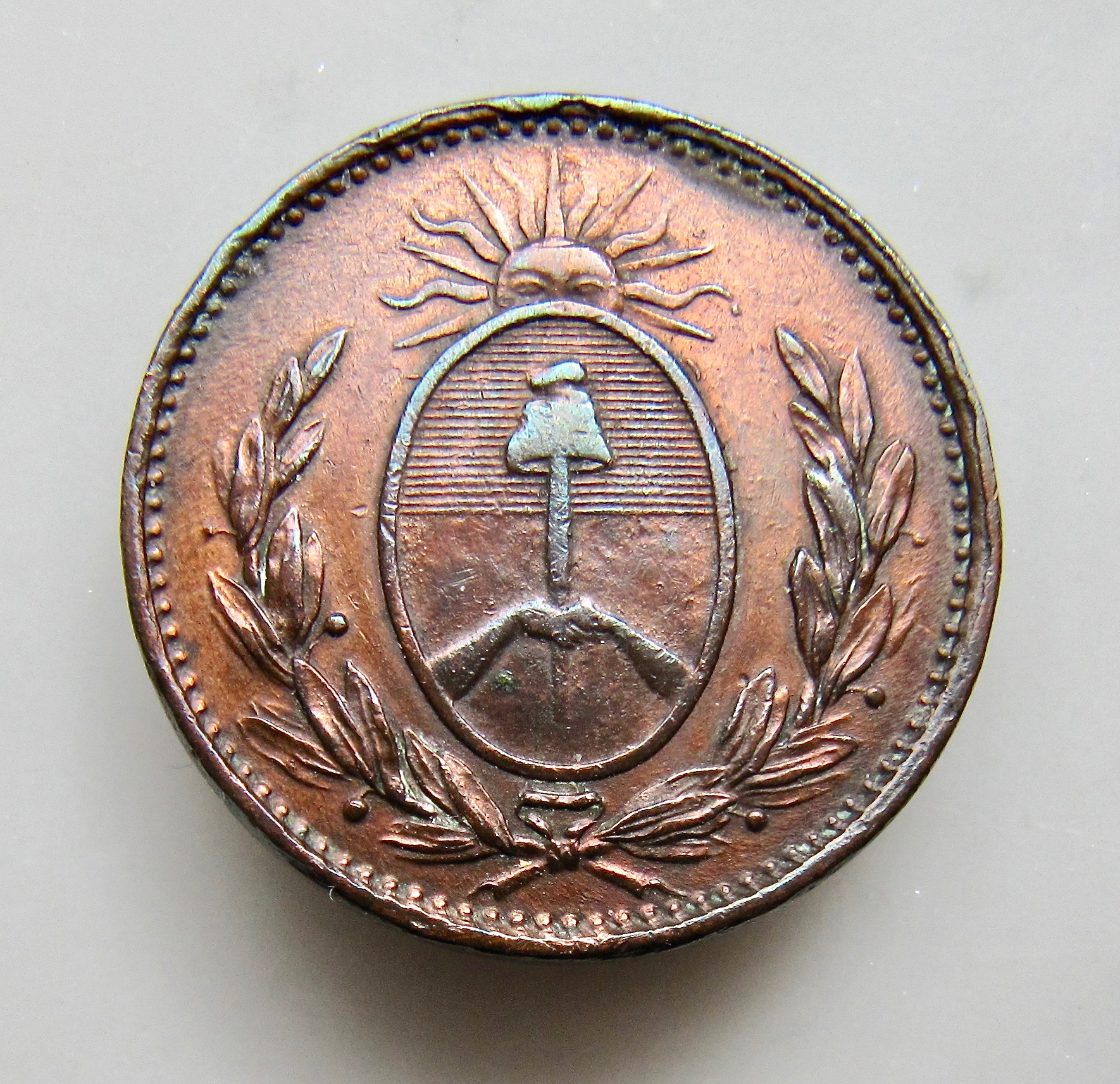 Argentina buenos ayres 1 decimo 1823 - OBV - VGP - lighter  - 1.jpg