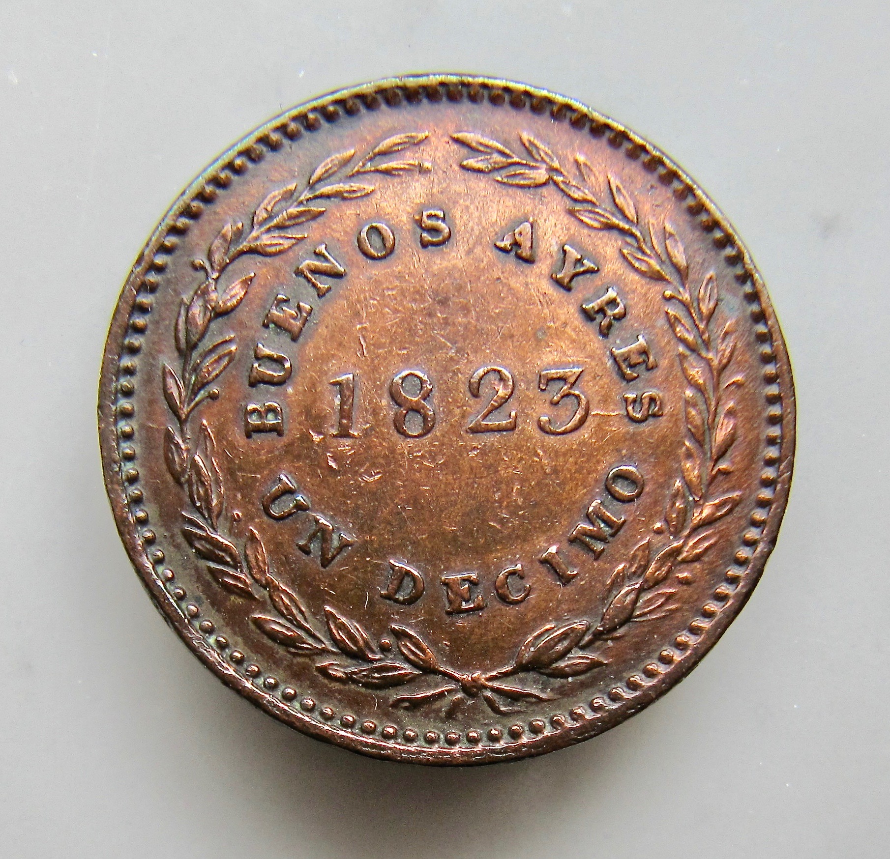 Argentina buenos ayres 1 decimo 1823 rev - VGP - lighter  - 1.jpg