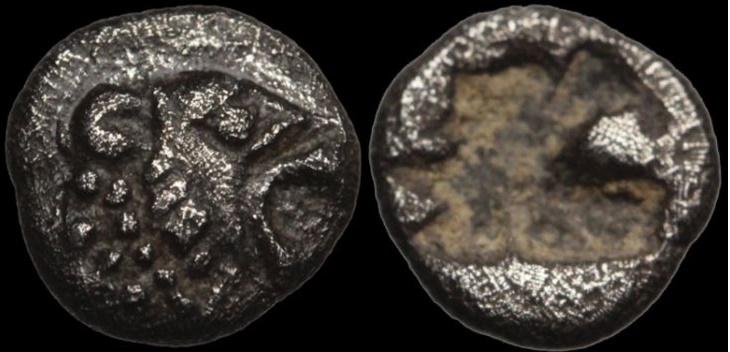 ASIA MINOR Uncertain mint AR Tetartemorion Lion - Incuse 5mm 0.13g.jpg