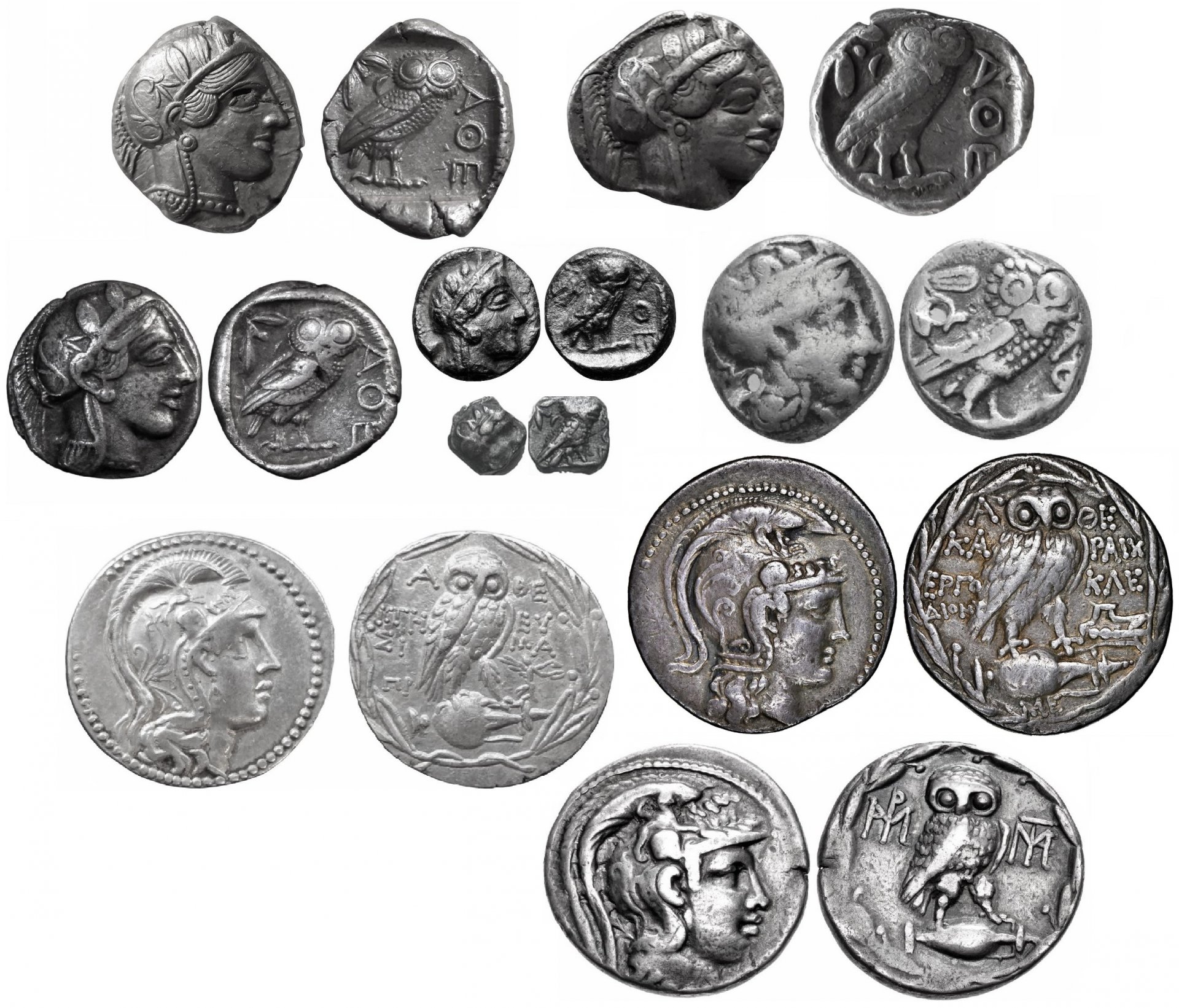 Athens AR Tetradrachm Drachm Obol 8x BW.jpg