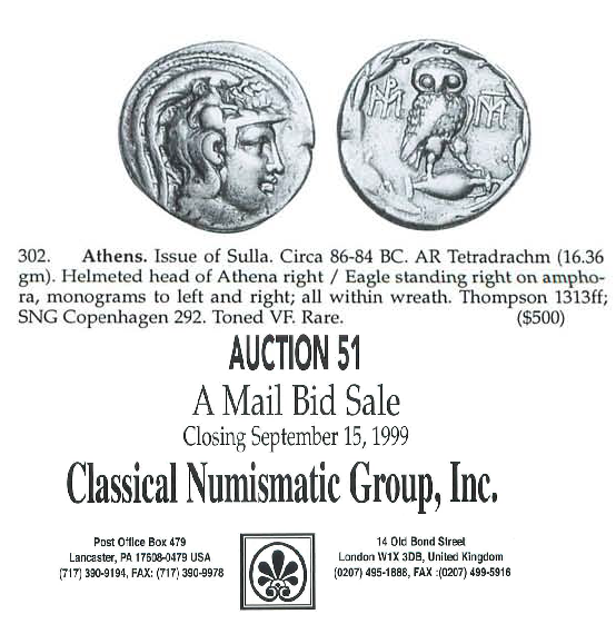 Athens AR Tetradrachm under Sulla Ex-CNG Sale 51 (15 Sep 1999).png