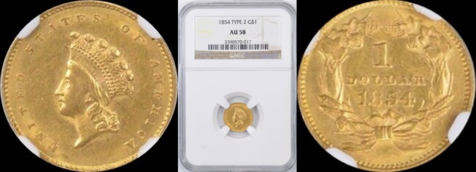 AU58 1854 Indian Princess Head Gold Dollar  Type 2 A1-horz.jpg