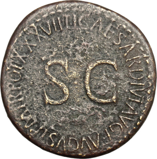 Augustus (27 BC - 14 AD). AE Sestertius, struck under Tiberius.  2.jpg