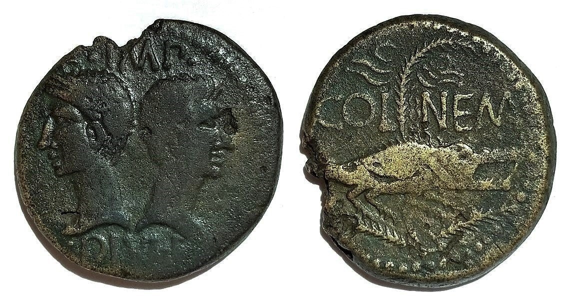 Augustus and Agrippa Nemausus Crocodile.jpg