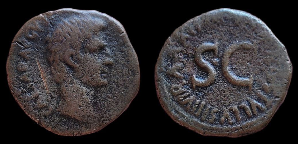 Augustus, As, Moneyer M Maecilius Tullus.png