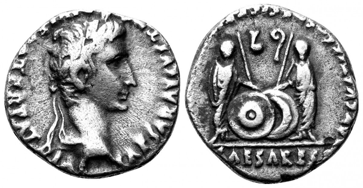 Augustus Denarius Caius Lucius thumbnail from Ex-Roma Numismatics e-16 351.jpg
