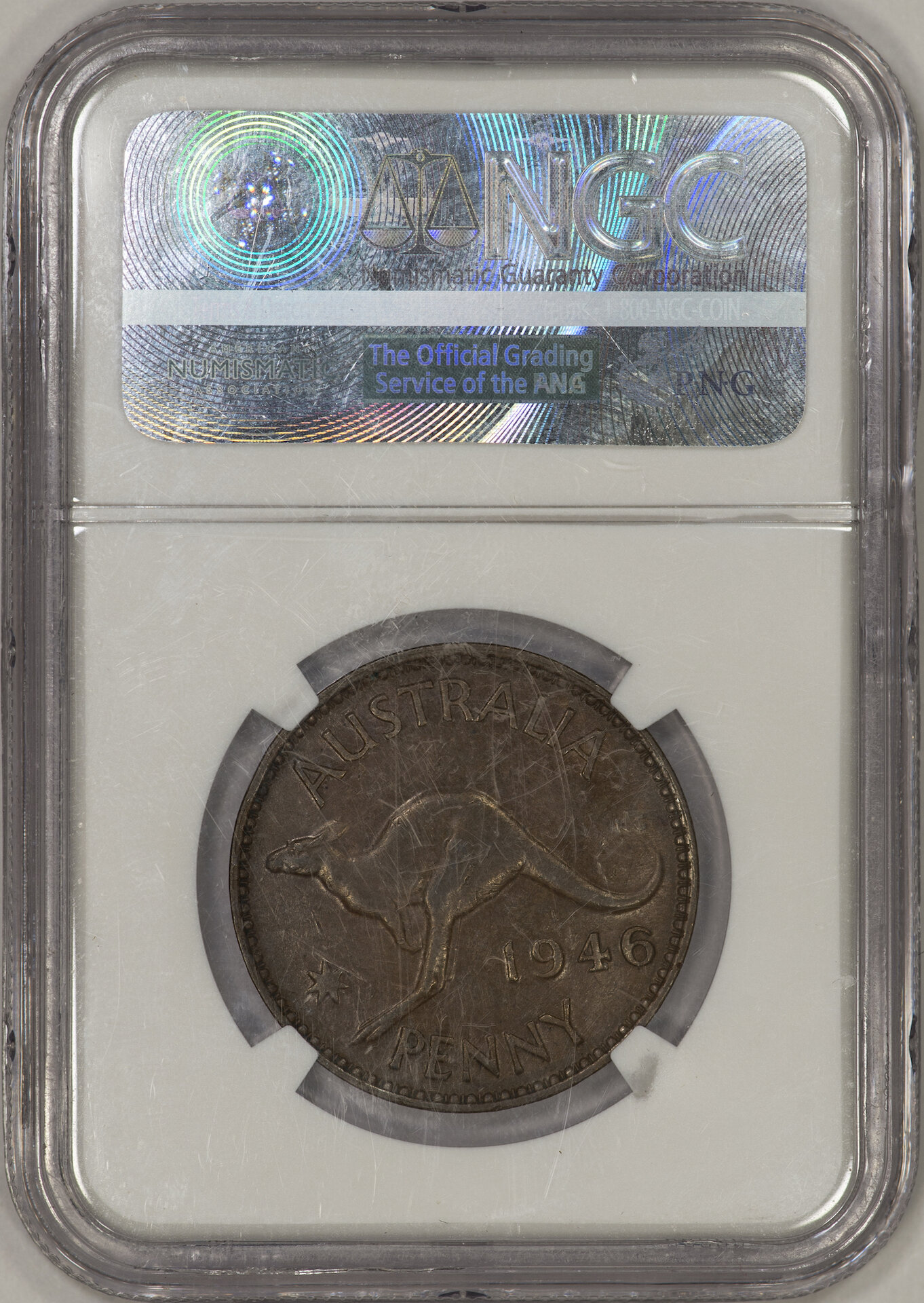 Australia - 1946 Penny NGC AU50BN Slab - Reverse.jpg