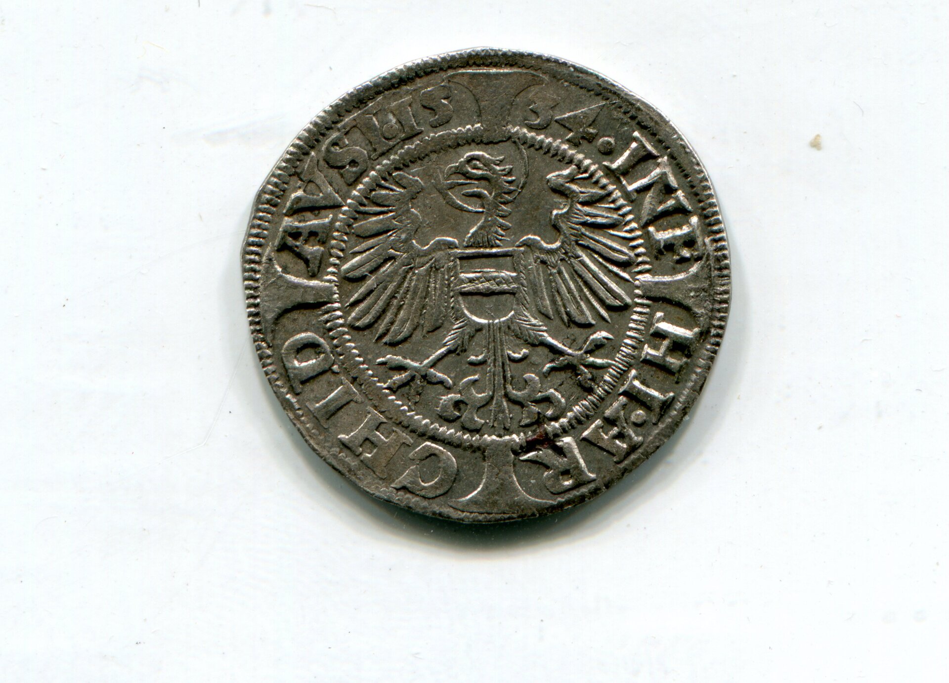 Austria-Hungary Ferd I Groschen 1554 Vienna rev 509.jpg