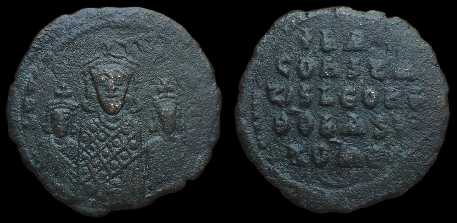 Basil I With Leo VI and Constantine VII, Follis.png
