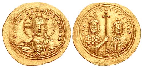 Basil II Bulgaroktonos Constantine VIII Christ CNG 4.8.20.jpg