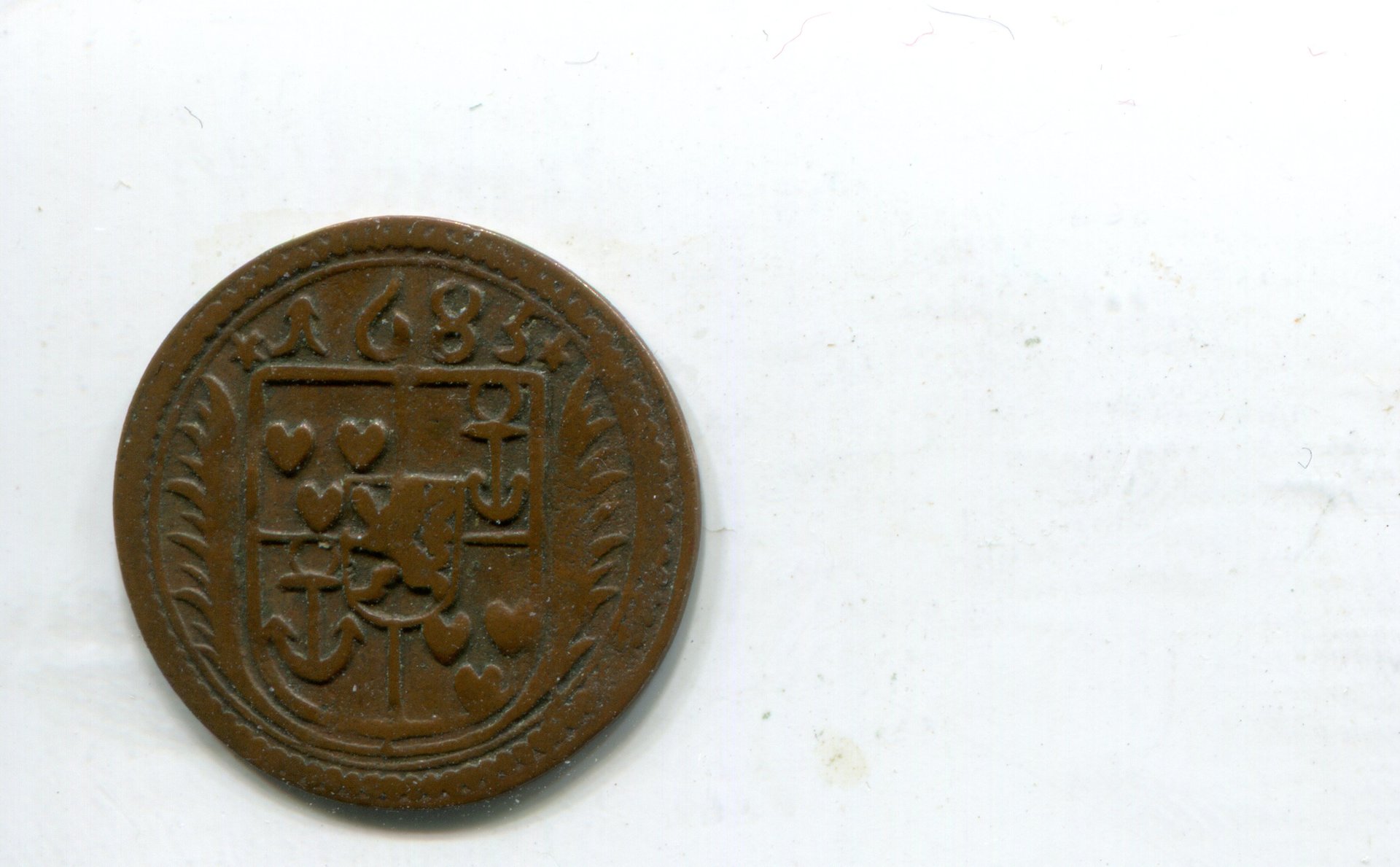 Bentheim Teck  Rheda Johann Adolph  1 & Half Pf 1685 obv 646.jpg
