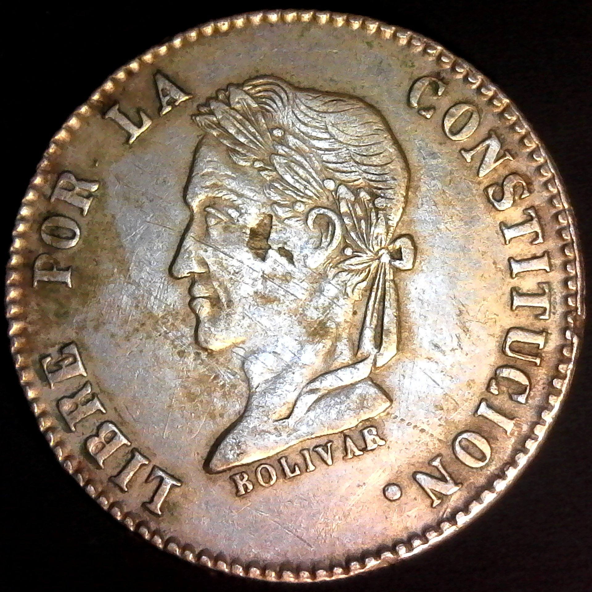 Bolivia 1859 Republica Boliviana - Bolivar - 4 Soles  obv.jpg