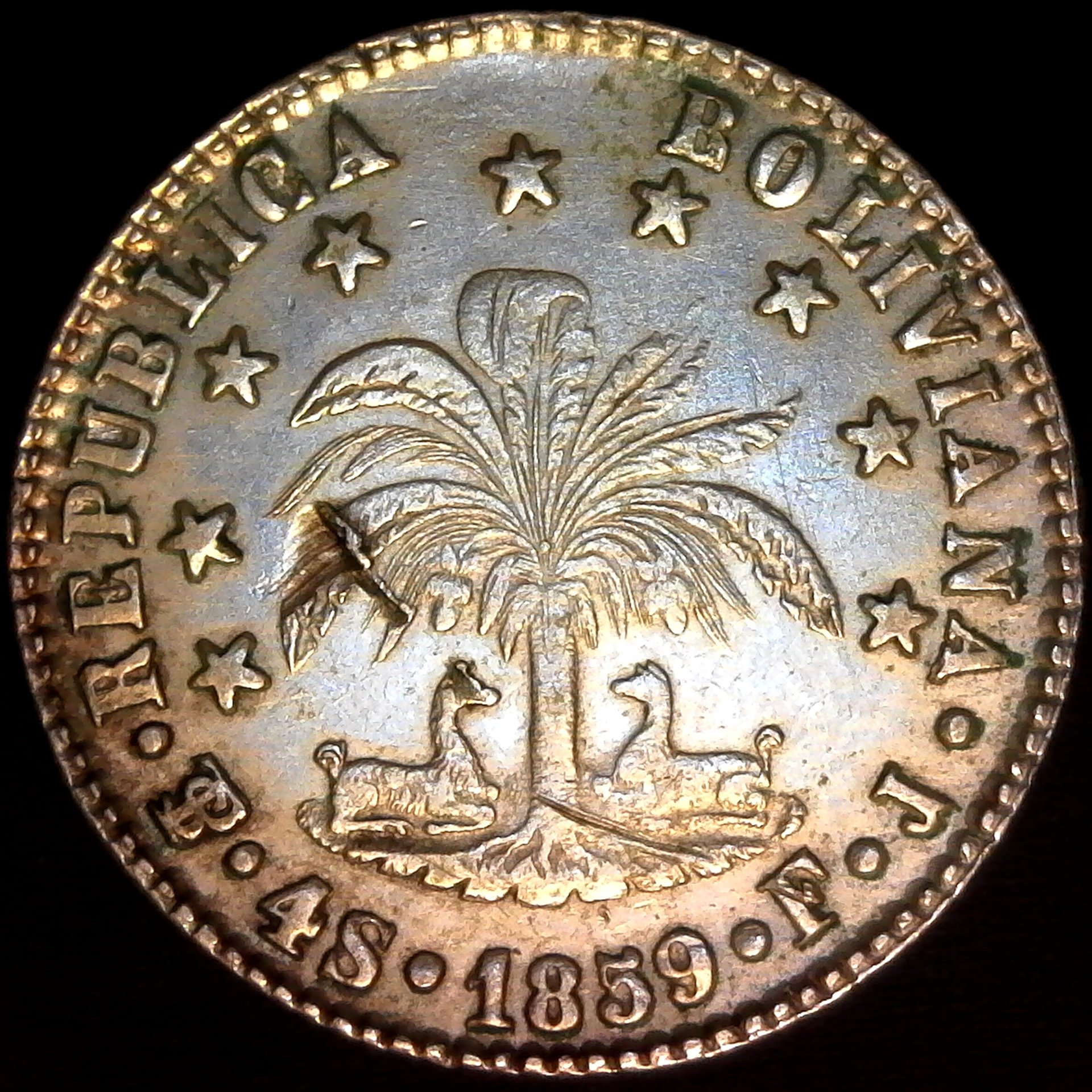 Bolivia 1859 Republica Boliviana - Bolivar - 4 Soles  rev.jpg