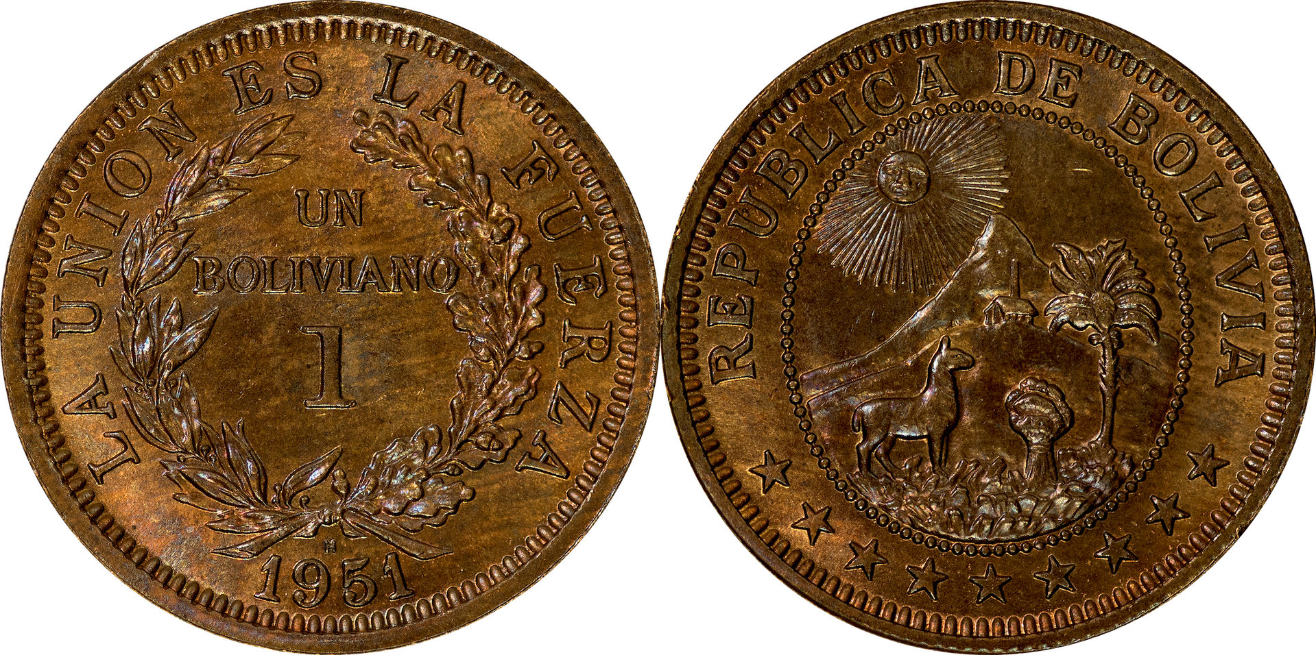 Bolivia - 1951 H 1 Boliviano.jpg