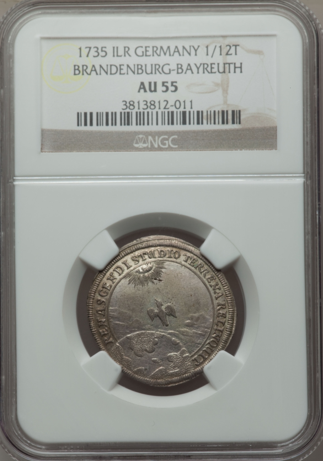 Brandenburg-Bayreuth. George Friedrich Karl one twelfth Taler 1735-ILR AU55 NGC_front.jpg