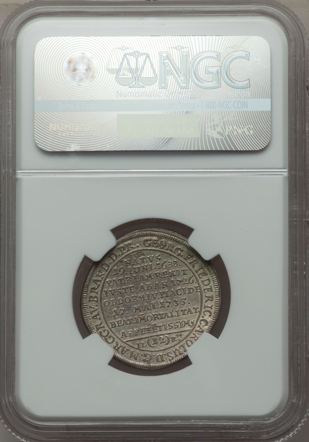 Brandenburg-Bayreuth. George Friedrich Karl one twelfth Taler 1735-ILR AU55 NGC_rear.jpg