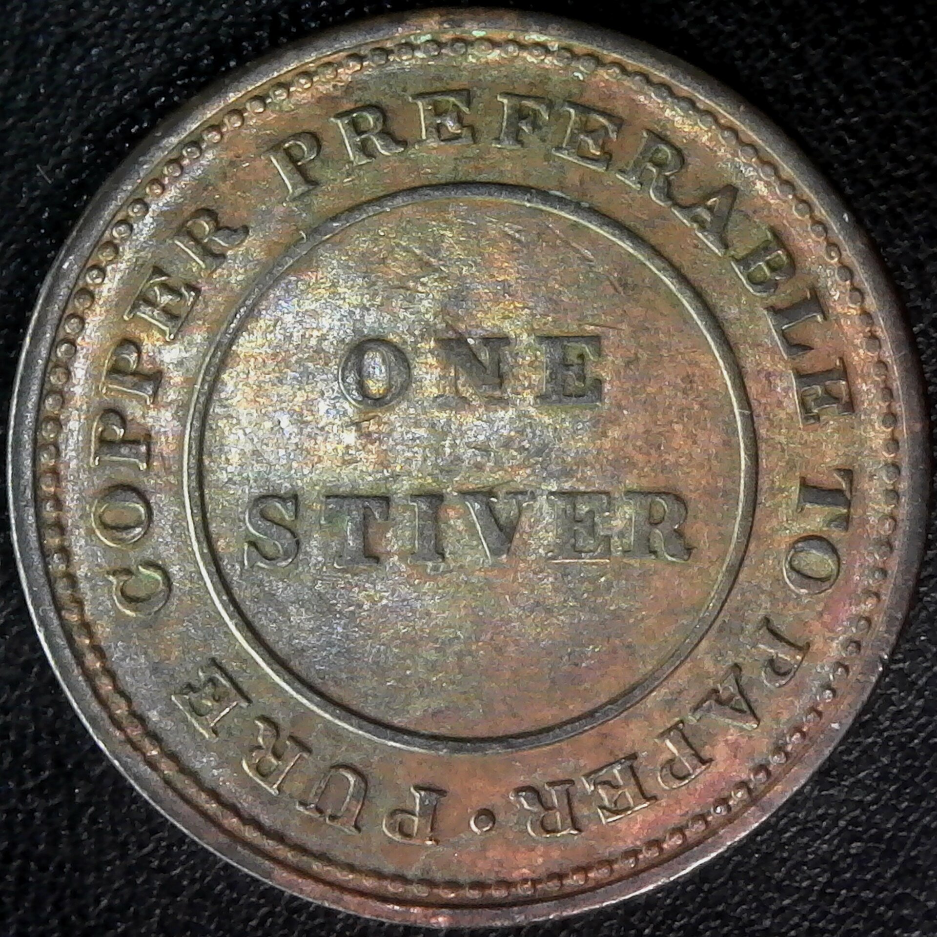 British Guiana - Guyana; Stiver 1838 XF - KM#Tn2 rev.jpg
