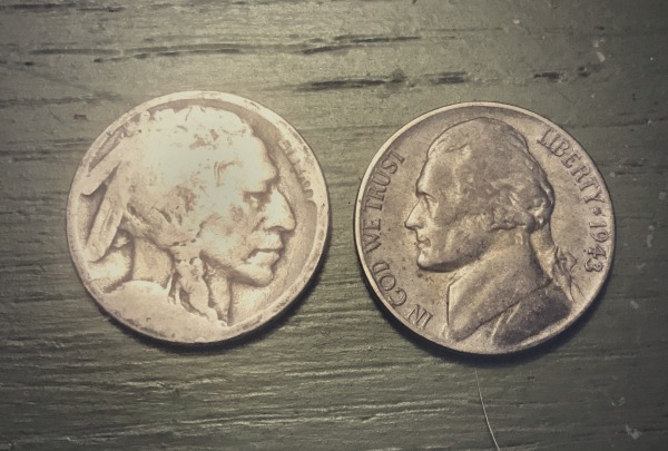 Buffalo and 43P war nickel.jpg