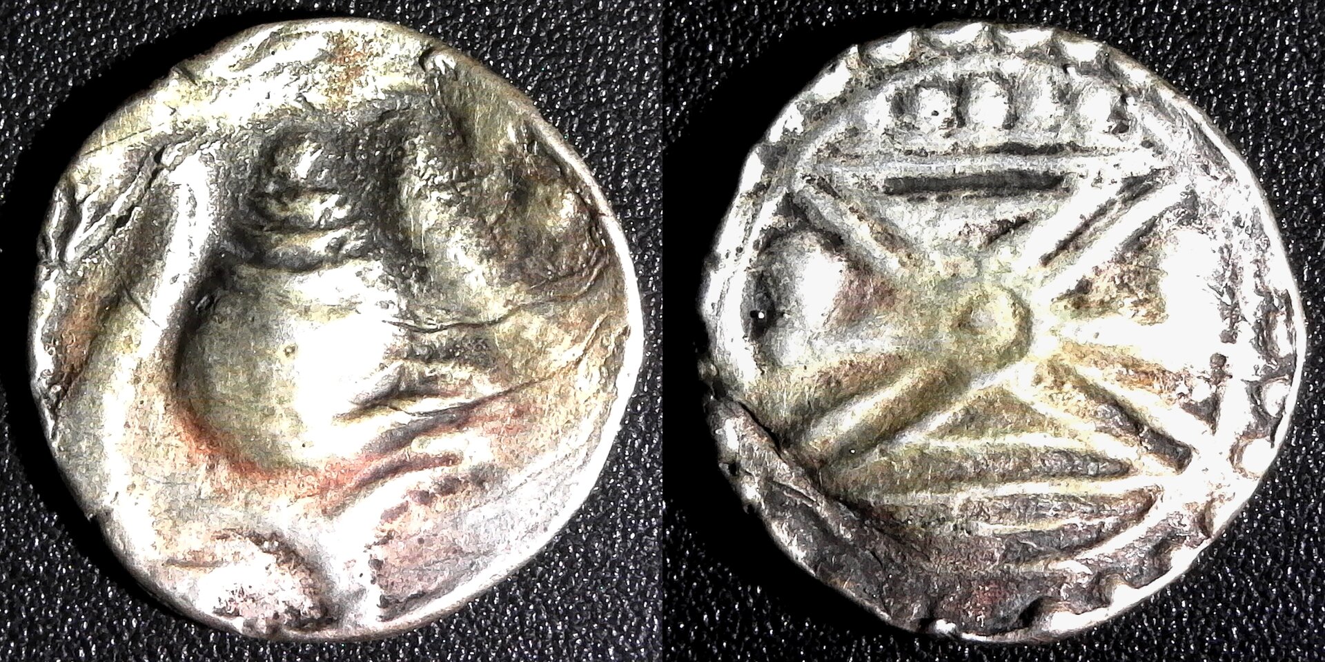 Burma Pyu Period Sri Kestra (Pyay) Silver ¼ Unit Conch 500 AD rev-side.jpg