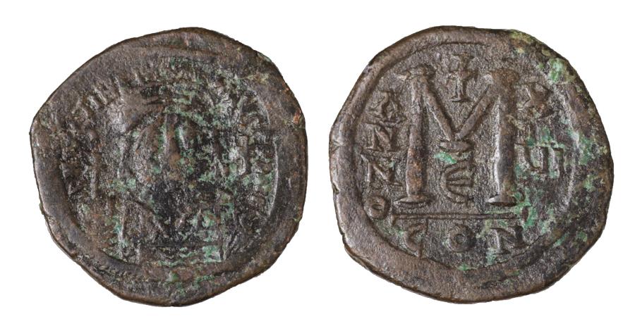 Byz - Justinian Const. follis plague pic Vcoins.jpg