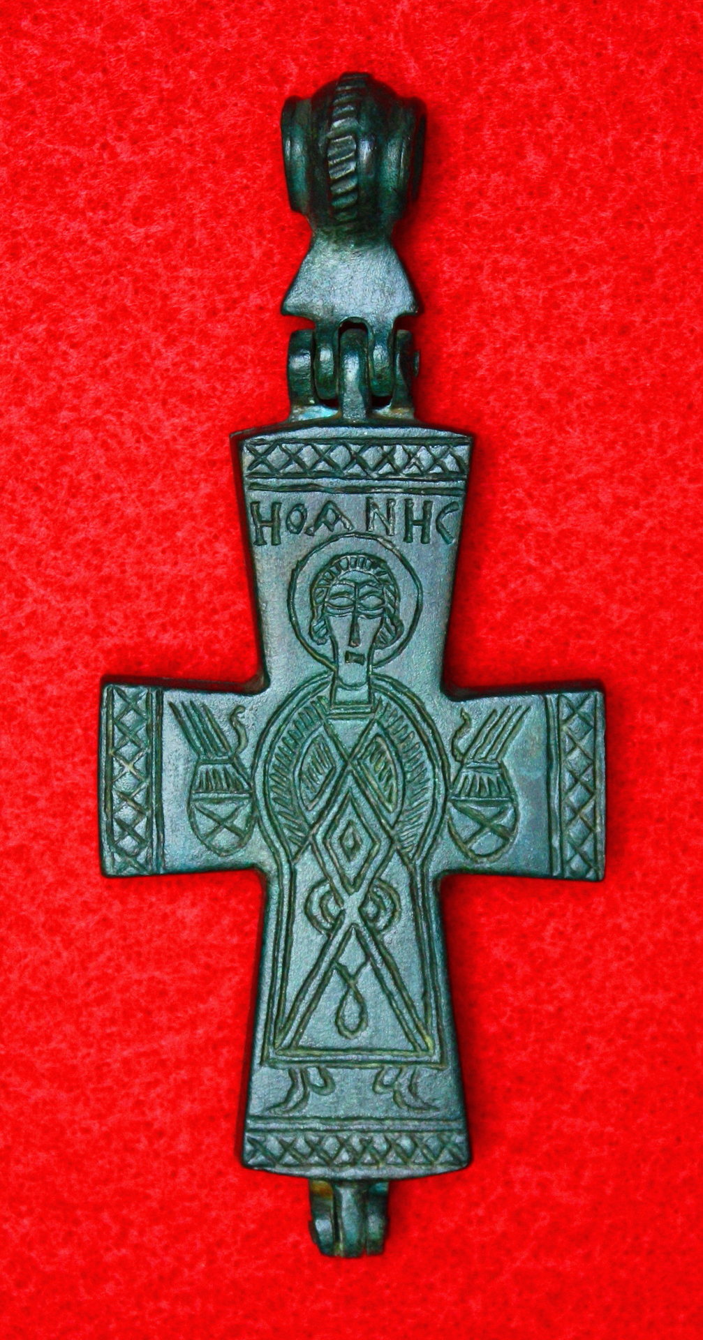 Byzantine Bronze Enkolpion, 110 mm, Saint John.JPG