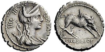 C.HOSIDI.GETA denarius 68BC wounded boar NAC 5.17.12.jpg