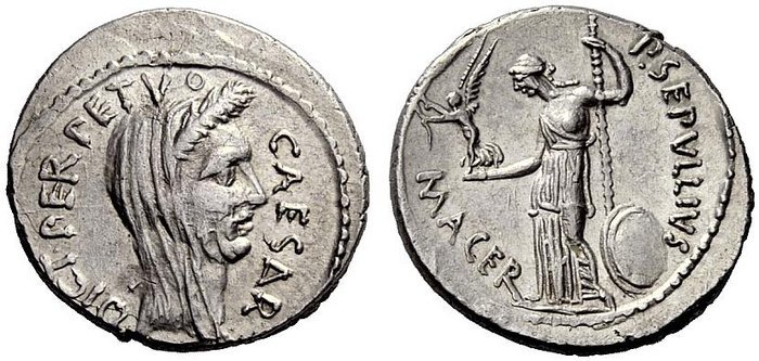 Caesar Denarius Macer DictPerpetvo NAC.jpg