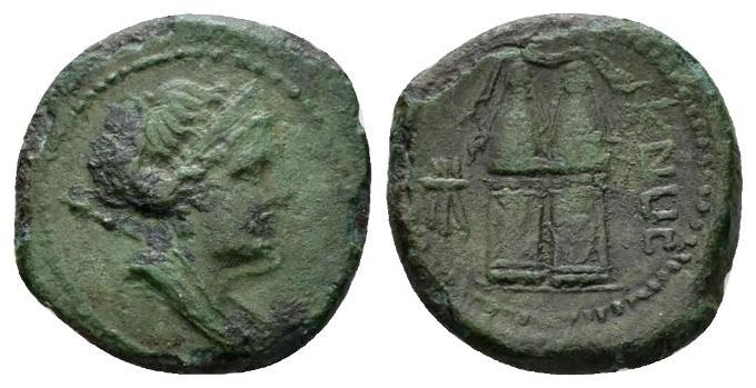 Campania CAPUA AE Semuncia 216-211 BCE Juno Xoanon Hannibal capital Italia SCARCE.JPG