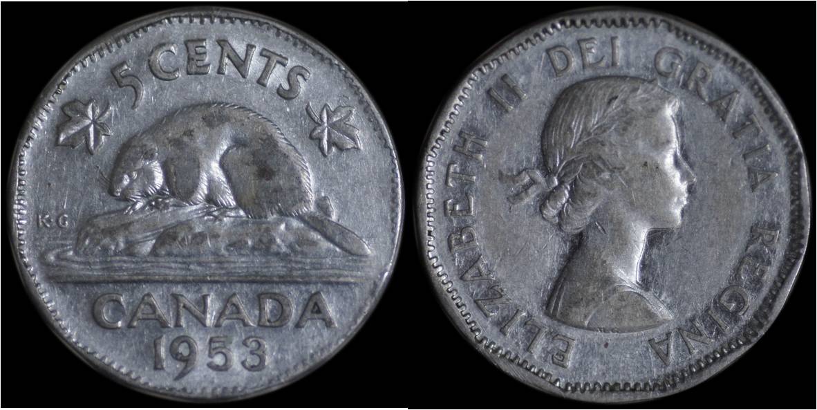 Canada 1953 5 cents SF mule.jpg