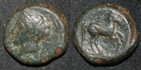 Carthage Siculo AE 17 6-7g Late 4- Early 3 C BC Tanit Horse Prancing O-R.jpg