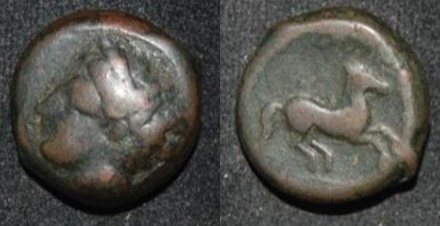 Carthage Zeugitana 400-350 BC AE 15 6.1g Tanit Horse Galloping.jpg