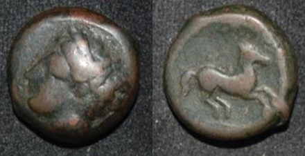 Carthage Zeugitana 400-350 BC AE 15 6-1g Tanit Horse Galloping O-R.jpg