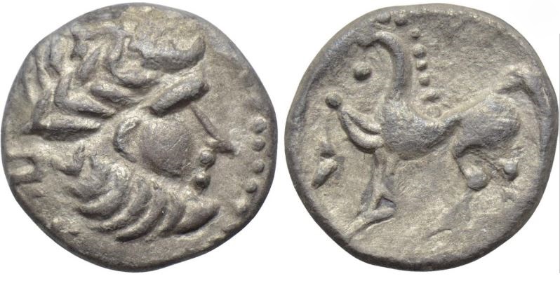 Celtic Imitation Philip II AR Drachm - pecunum auction.JPG