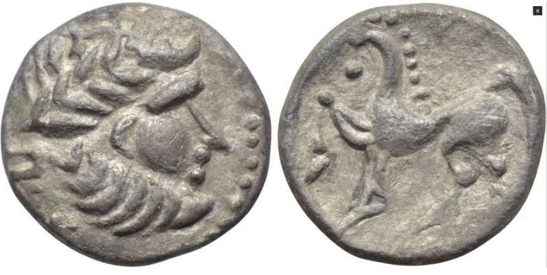 Celtic Imitation Philip II drachm - pecunum auction.JPG