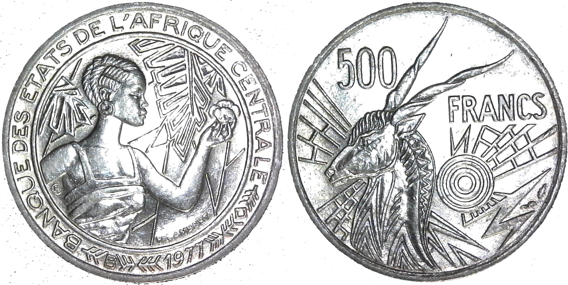 Central African States Central African Republic 500 Francs 1977-B obv-side-cutout.jpg