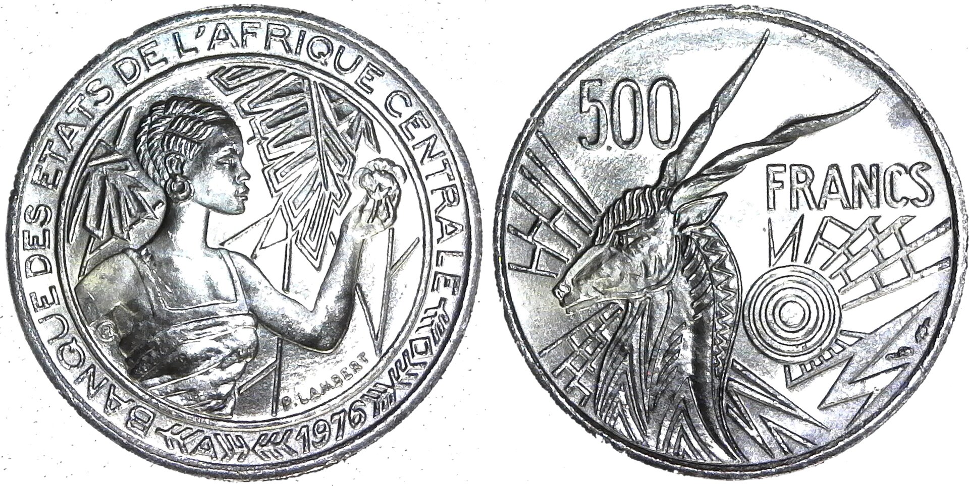 Central African States, Chad 500 Francs 1976-A  obv-side-cutout.jpg