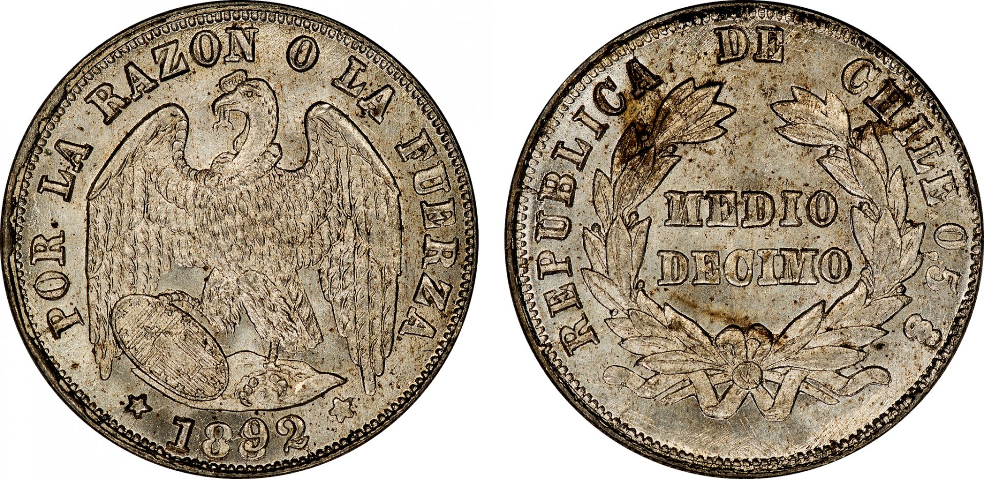 Chile - 1892 (over 82) Half Decimo.jpg