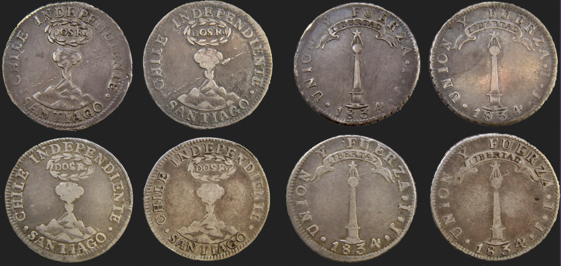 Chile 2 reales 1834 - Independiente - Group of 4 - OBV:REV - On Black Background - better.png