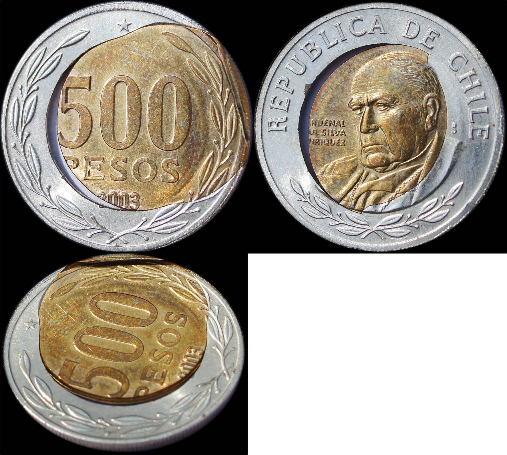 Chile 2003 500 pesos misaligned core error.jpg