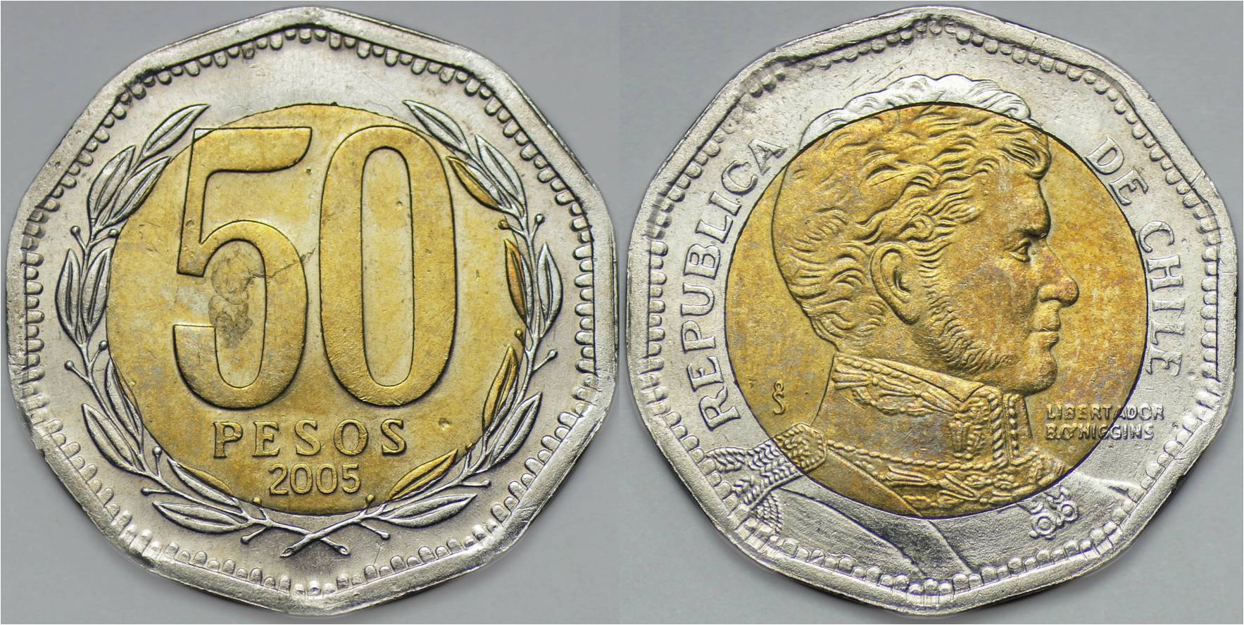 Chile 50 Pesos on 500 bi-metallic planchet.jpg