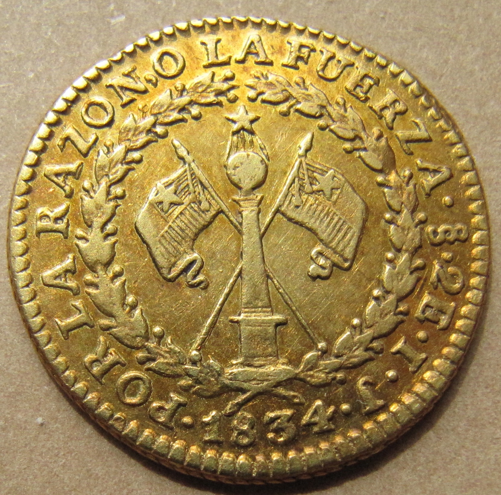 Chile Santiago 1834 2 escudos - OBV - 1.jpg