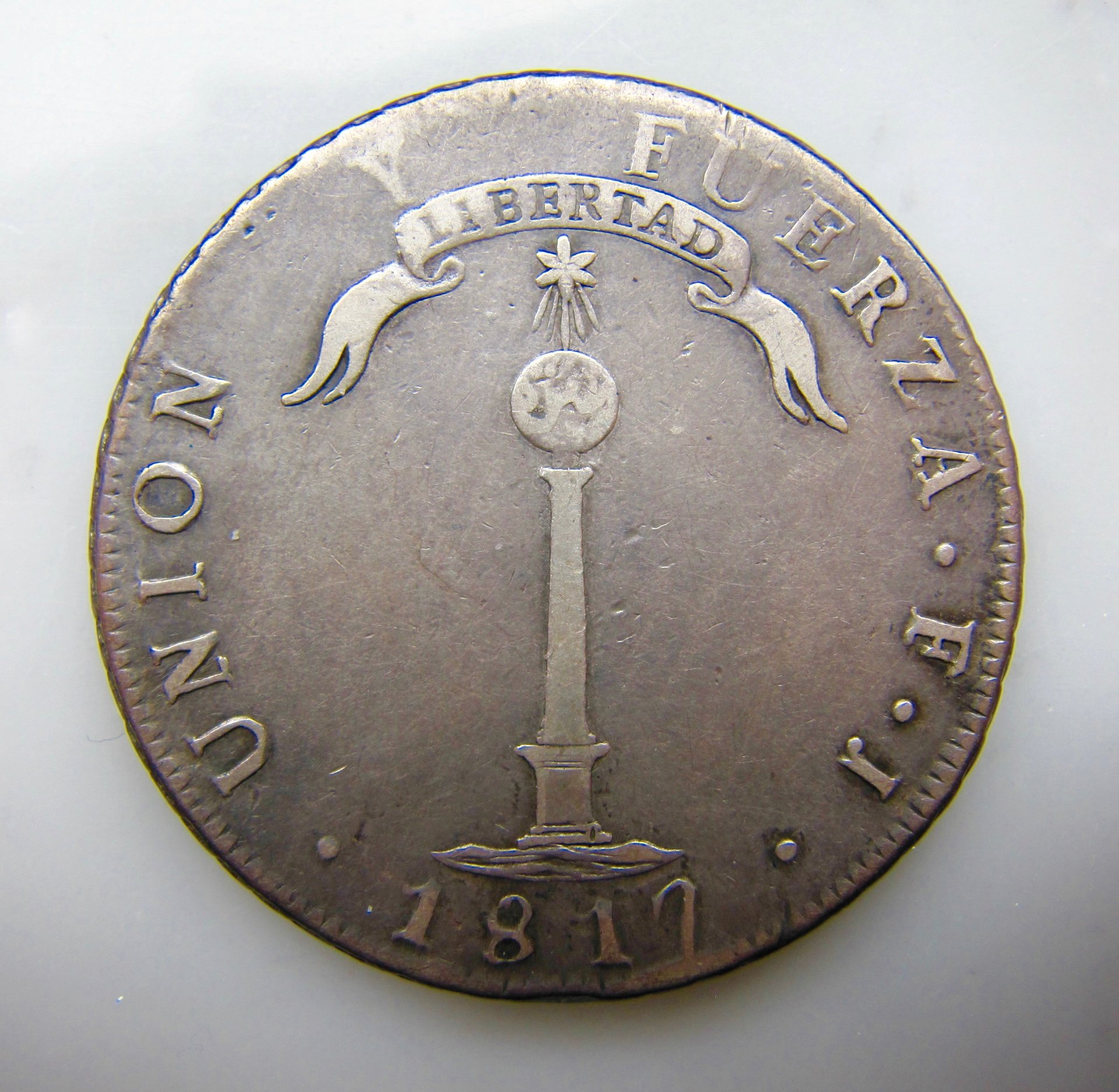 Chile Volcano Peso 1817 FJ OBV - 1.jpg