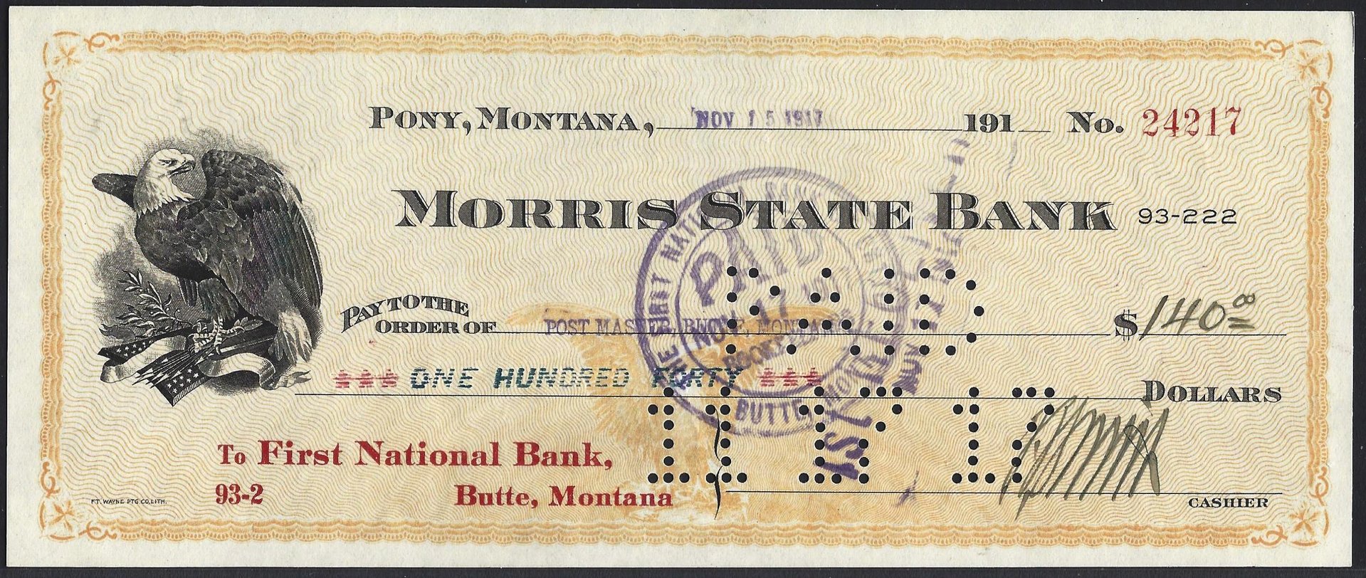 chk_MT_Pony_MorrisStateBank_Nov1917_eagle.jpg