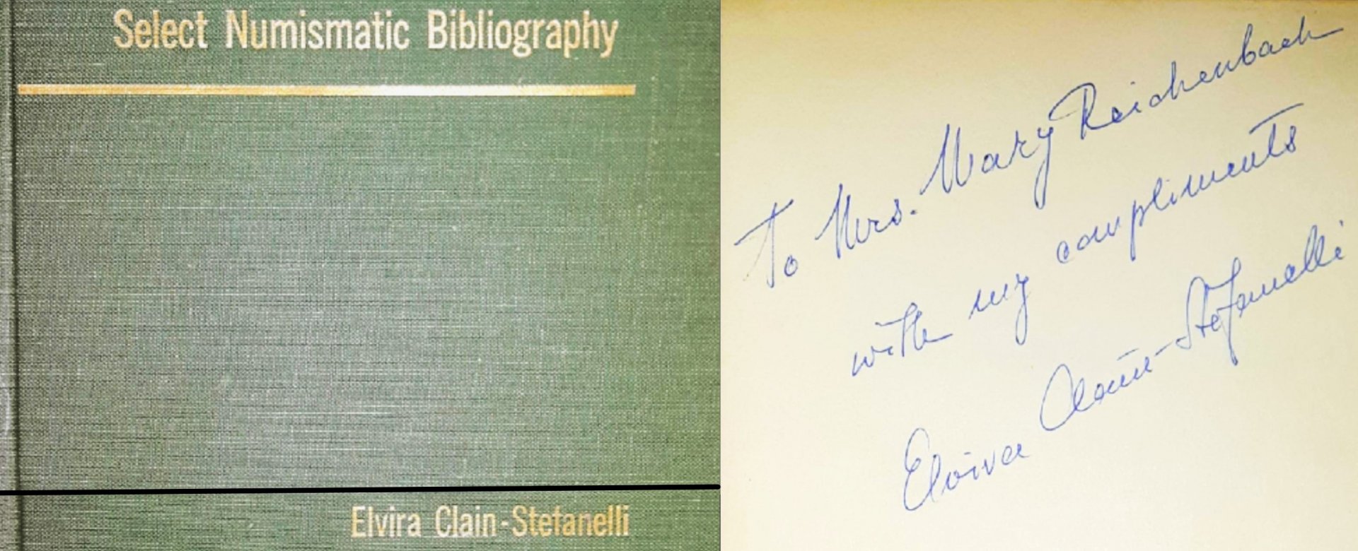 Clain-Stefanelli 1965 Select Numismatic Bibliography Inscribed CROP.jpg